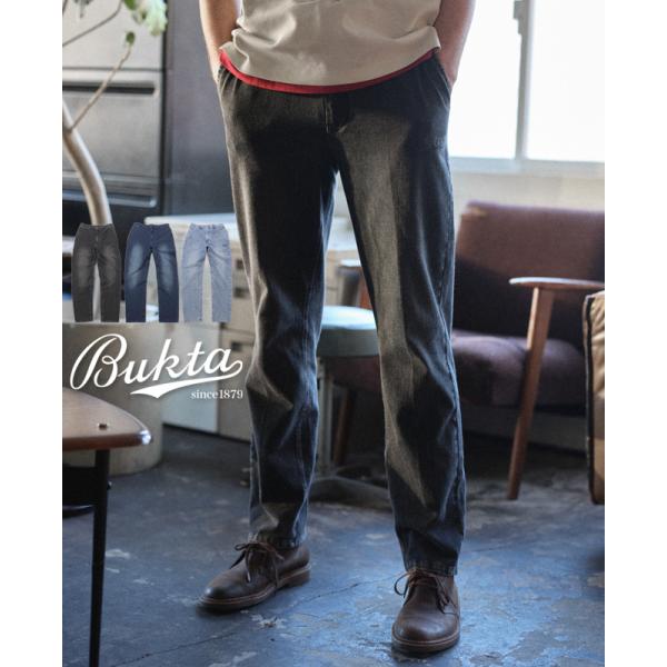 バクタ Bukta メンズ ジーンズ ボトムス ロングパンツ イージーパンツ カットデニム ウエストゴム ストレッチ アメカジ 春 夏 イージーデニムスラックスパンツ