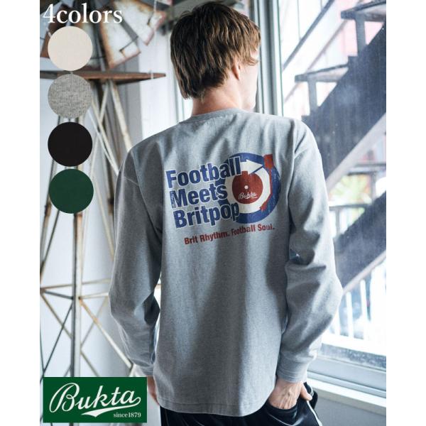 BUKTA バクタ ヘビー天竺ロンT メンズ 長袖Tシャツ クラックプリント ヴィンテージ ピーチ起毛 英国 ブリットポップ