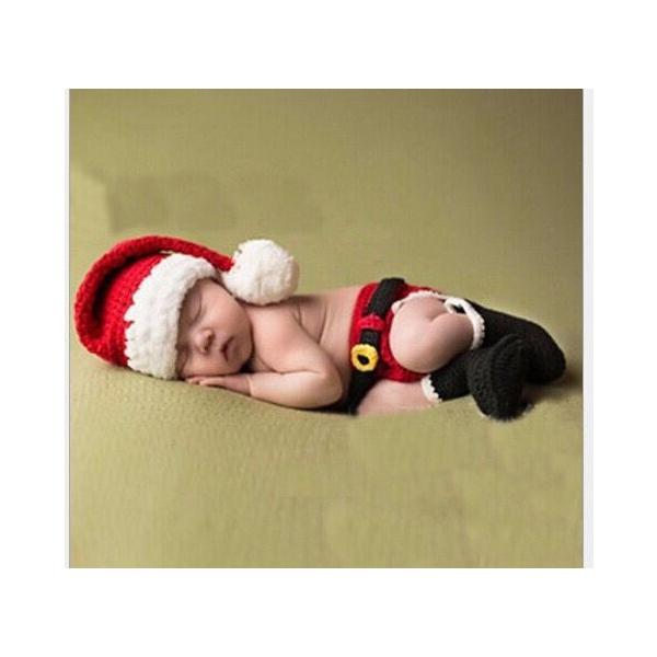【商品名】ベビーサンタコスプレ3点セット（帽子+パンツ+靴下）■内容：帽子・パンツ・靴下■サイズ：0〜3ヶ月向け頭囲：約35cm、腰回り：約40〜44cm、足サイズ：10〜12cm※平置きにて計測また生産の過程上、寸法に誤差(±2-3cm)...