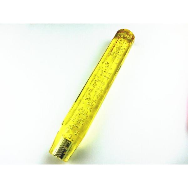 汎用 クリスタル シフトノブ アクア 八角 泡入り 300mm ３０センチ 黄 イエロー クリア ロング 旧車 レトロ デコトラ トラック野郎 即納