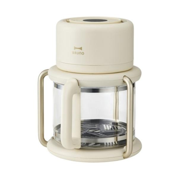 BRUNO ガラスエアフライヤー BOE122-IV  アイボリー・全方位ヒートフロー製法採用でカロリーオフ・ニオイが付きづらく汚れもすっきり落とせるガラス製・インテリアになじむ、優しい色合い