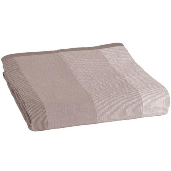 広電 綿掛敷毛布（綿） CWG551H-C ベージュ/ストライプ【数量限定・未開封店頭在庫】・お肌にやさしい天然素材使用・かけしきタイプ・本体丸洗いOK