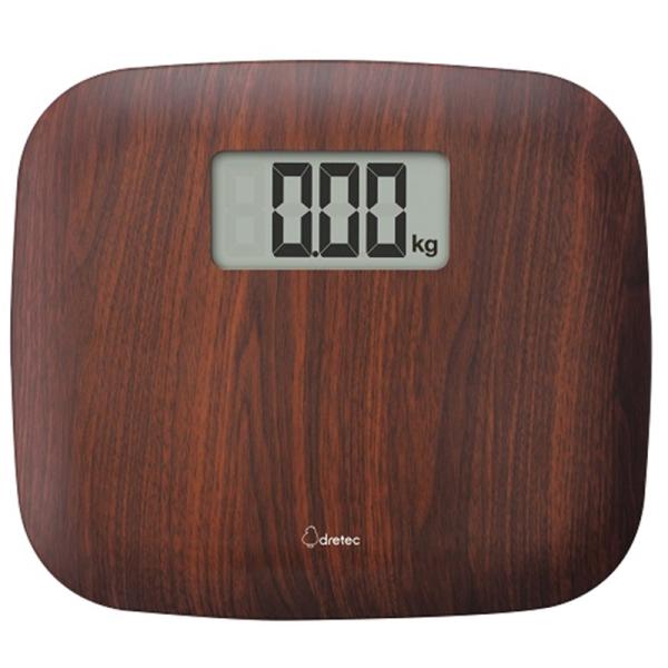 dretec（ドリテック） ボディスケール「リフェロ」 BS-183ーDW ダークウッド柄・数字が見やすい大画面サイズ・のると自動で測定開始・持ち運びに便利な計量ボディ