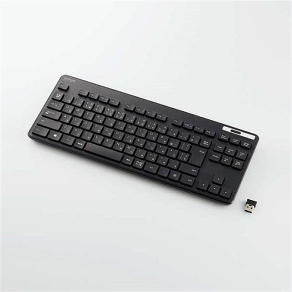 エレコム 無線キーボード　抗菌／薄型 TK-FDM109TKBK ブラック・日々のパソコン操作に安心をプラスする抗菌仕様・サクサク軽い打ち心地・レシーバーをPCに挿すだけで使える無線薄型テンキーレスキーボード