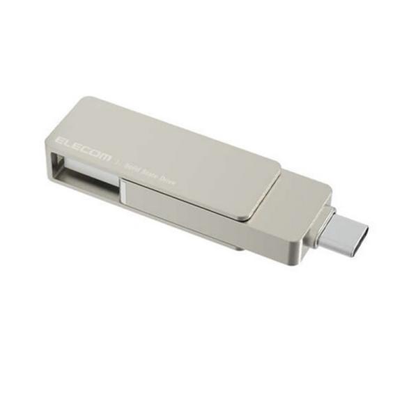 エレコム｜ELECOM SSD 外付け 250GB USB3.2(Gen2) 読込最大500MB/秒 USBメモリ型 ポータブルSSD USB Type C/USB-A両対応(シルバー)ESD-EPA0250GSV 返品種別B