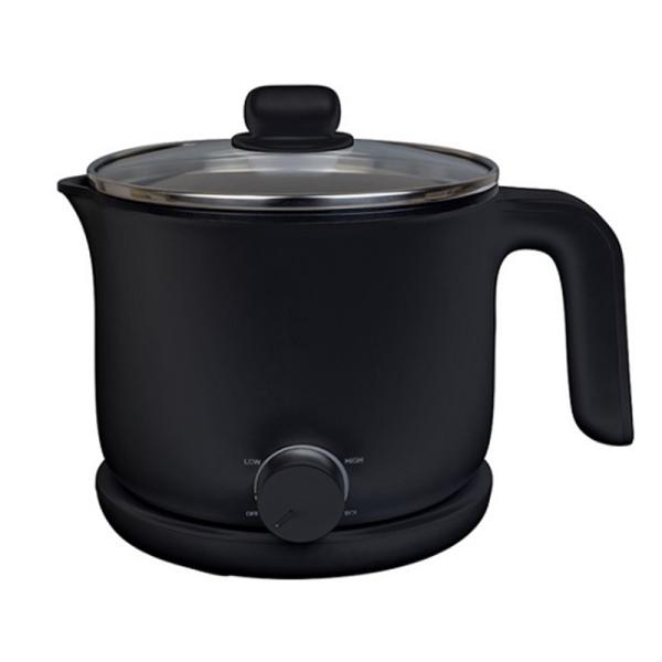 山善 クッキングケトル（1.2L） YRGB-S600-B ブラック・ダイヤル操作で簡単温度調節・調理の様子が確認できるガラス蓋を採用・調理後そのまま器として食卓で食べれる