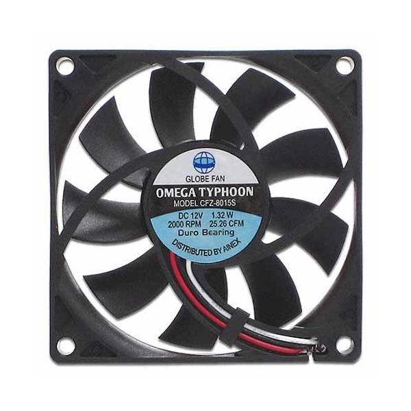 Ainex（アイネックス） ケースファン CFZ-8015SA ・高品質・信頼の日本メーカー製ベアリングで長寿命！・OMEGA TYPHOON 80mm 薄型超静音タイプ・超静音タイプ