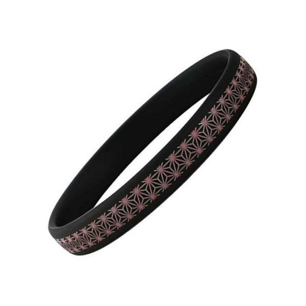 オルアージュ スパークノンＸ静電気除去リング 520322 麻の葉模様　ブラックＸピンク・静電気防止機能性アクセサリー【Mサイズ】・ビリッという不快感から身体を守る・お手入れ簡単