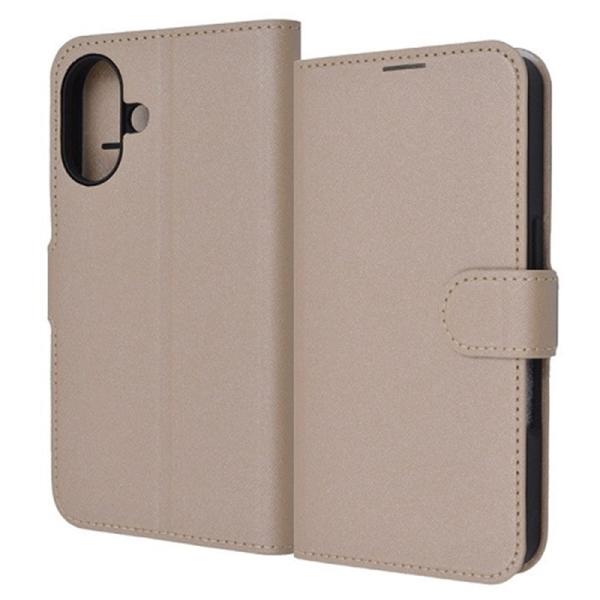 レイアウト iPhone 16用手帳型レザーケース RT-P46ELC1/BE シャイニーベージュ・大容量のカード収納・衝撃を吸収・軽量設計