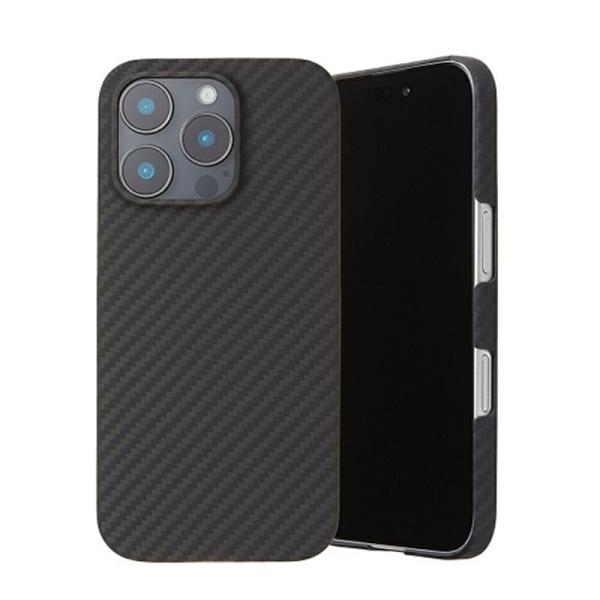 Deff iPhone 16 Pro用　アラミド繊維ケース「DURO」 DCS-IPD24MPBK マットブラック・アラミド繊維の特徴を活かしてケースは軽量かつ強靭・iPhoneをしっかり保護・精密な加工技術で保護範囲を拡大