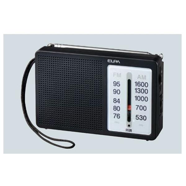 ELPA ＡＭ／ＦＭ電池長持ちラジオ横型 ER-C86F <b><u>※電池別売（アルカリ）単３×２本</u></b>・電池長持ち・イヤホン・ストラップ付・非常にも活躍