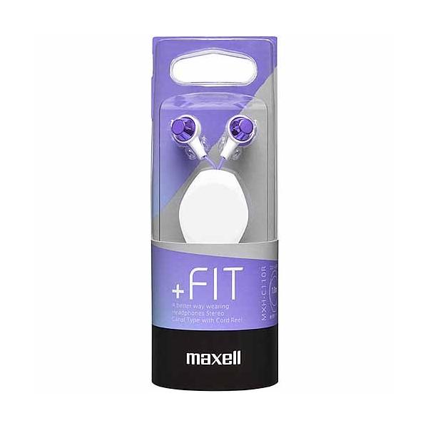 maxell（マクセル） インナーイヤーデザインタイプ MXH-C110RPU パープル・カナル型ヘッドホン「+FiT」シリーズ・耳にぴったり”快適なフィット感が心地良いサウンドを演出・新開発イヤーピースが装着感向上、音漏れ低減、騒音遮断性を向上