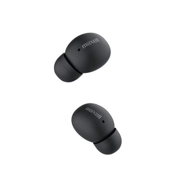 maxell（マクセル） Bluetooth対応完全ワイヤレスカナル型ヘッドホン MXH-BTW400BK ブラック・本体厚さ13.7mm、片耳約3.3gの小型・軽量設計・連続再生時間 約6.5時間・タッチセンサーボタン採用