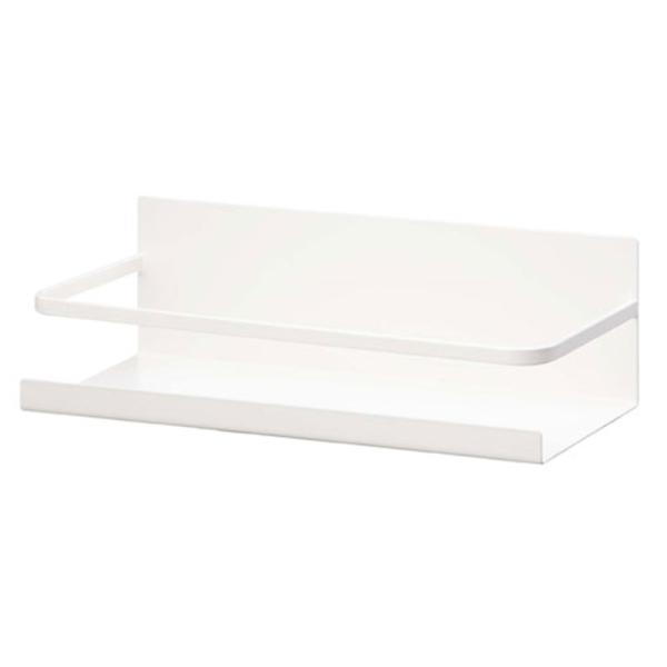 山崎実業 マグネットスパイスラックプレート 2410 マグネットスパイスラック ホワイト・冷蔵庫の扉や側面に磁石で簡単取り付けのスパイスラック・キャニスターが置ける広い奥行き