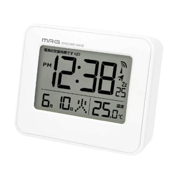 ノア精密 電波目覚まし時計 T799WHZ お取寄せ時納期目安：2026年2月上旬以降（12/26現在）<b><u>※電池別売（アルカリ）単４×２本</u></b>・手のひらサイズのデジタル電...