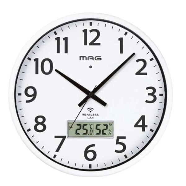ノア精密 無線LAN掛時計 W820WHZ ホワイト<b><u>※電池別売（アルカリ）単３×３本</u></b>・ネット環境(Wi-Fi)を利用して正しい時刻を同期・アプリなしで簡単接続・滑ら...