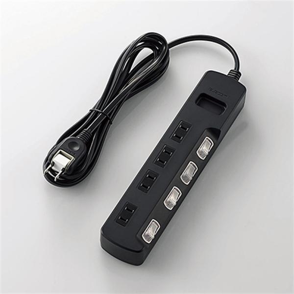 他サイト： エレコム ほこり防止シャッター付　雷ガードタップ T-K6A-2425BKの商品画像