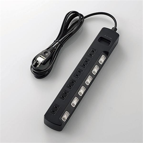 エレコム 雷ガード／６個口／２．５ｍ T-K6A-2625BK ブラック・パソコンやテレビなどの精密機器を雷から守る・高性能雷サージ吸収素子内蔵・安全性と使い勝手に配慮した雷ガードタップ