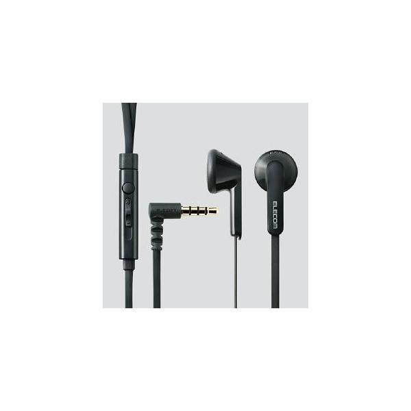エレコム スマートフォン用ヘッドホン／マイク有 EHP-IS3510MBK ブラック・スマートフォンの着信応答／通話終了／ボリューム調整が手元でできる・コンパクトに接続できるL型プラグを採用・イヤーパッド2個付属