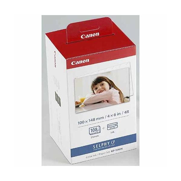 Canon（キヤノン） カラーインク／ペーパーセット KP-108IN ・CPシリーズ   カラーインク／ペーパーセット・ポストカードサイズ用紙108枚と、インクカセット3ヶ入りのセット
