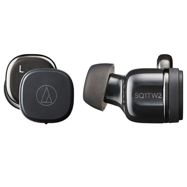 オーディオテクニカ 完全ワイヤレス ATH-SQ1TW2 BK 【数量限定・未開封店頭在庫】・高性能を詰め込んだ小型＆軽量スクエアボディ・充電ケースを置くだけ、ワイヤレス充電Qi対応・2台の機器へ同時に接続、マルチポイント対応