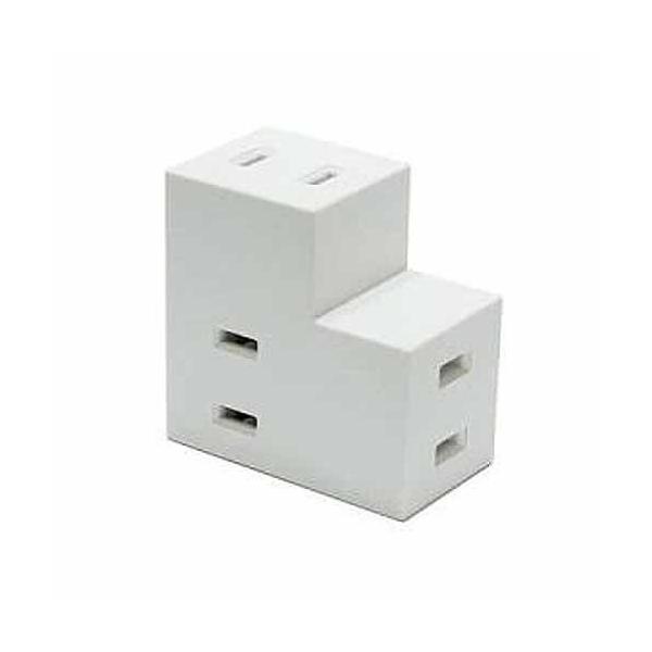 ヤザワコーポレーション 耐トラ付Ｌタップ３個口白 Y02FSU300WH ホワイト・3方向に電源を分配・トラッキング火災を予防する絶縁カバー付き・3個口