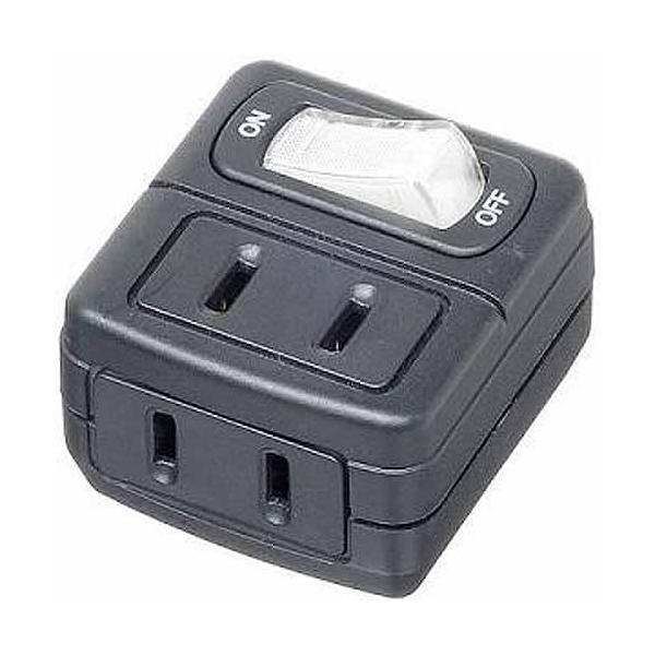 ヤザワコーポレーション 省エネタップ２個口黒 Y02FU210BK ブラック・コンパクトサイズ・節電に便利なスイッチ付き・2個口