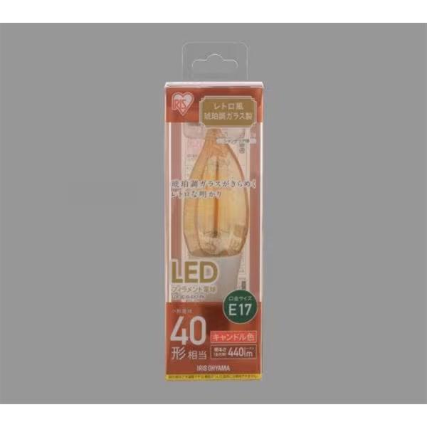 他サイト： アイリスオーヤマ LEDフィラメント電球　キャンドル色 LDF3C-G-E17-FKの商品画像