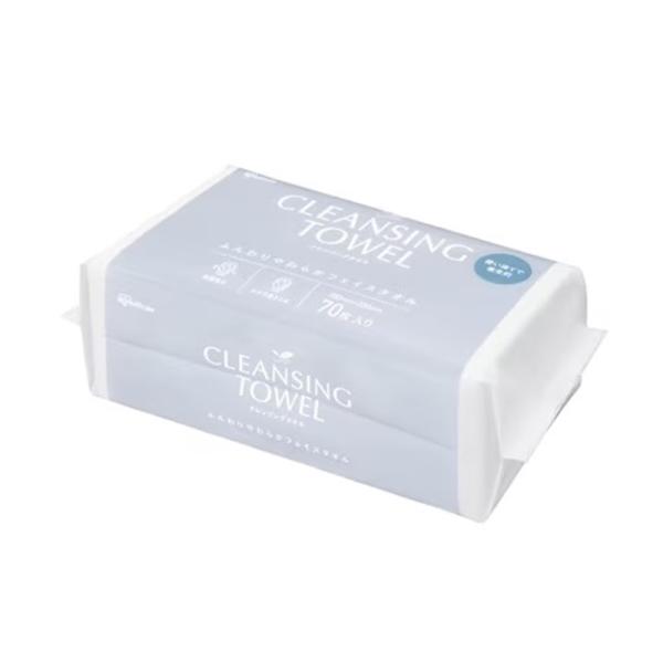 アイリスオーヤマ クレンジングタオル BOXタイプ　70枚入 TSC-70B ・ふんわりやわらかな肌触り・使い捨てで衛生的・高い吸水力/厚手で丈夫