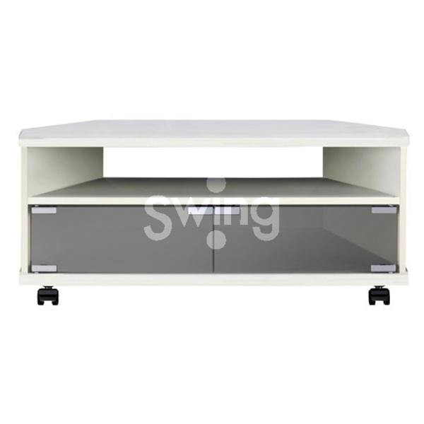 朝日木材加工 テレビ台　〜３２型／Ｗ７４０ｍｍ AS-KAD740-W ホワイト木目【数量限定・未開封店頭在庫】・便利なハーフオープン仕様・コーナーフィット設計・〜３２型対応