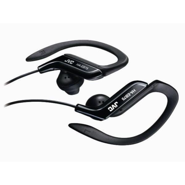 [Release date: June 1, 2010]JVC スポーツヘッドホン HA-EB75-B ブラック・快適フィットではずれにくい“スライドイヤーフック”・汗に強い防滴仕様・コードのこすれ音をおさえるクリップ付属