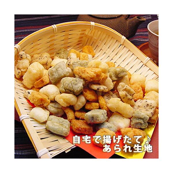 ■商品名：あられ生地■原材料：もち米(国産)、黒ごま(国産)、青さのり粉末(国産)、一味唐辛子(国産)■内容量：500ｇ■賞味期限：製品に記載（製造日より365日）■保存方法：直射日光・高温多湿を避けて常温で保存してください。■コメント：ご...