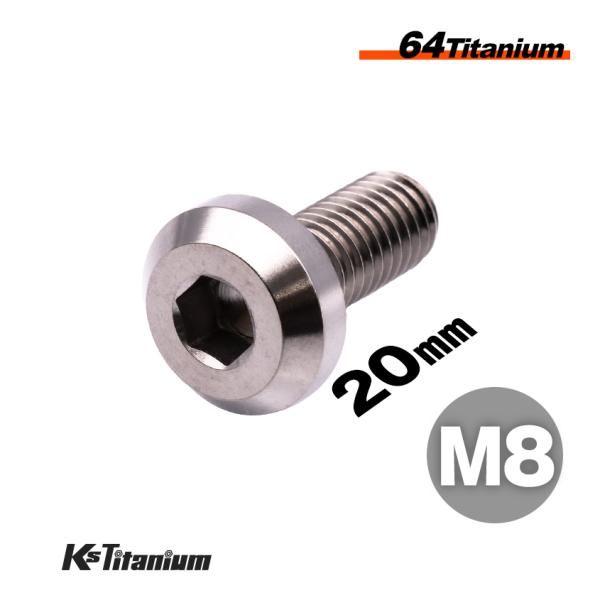 チタンボルト M8×20 全ネジ P1.25 テーパーヘッド ボタンボルト 無垢 1本 64チタン M8 バイク レストア パーツ