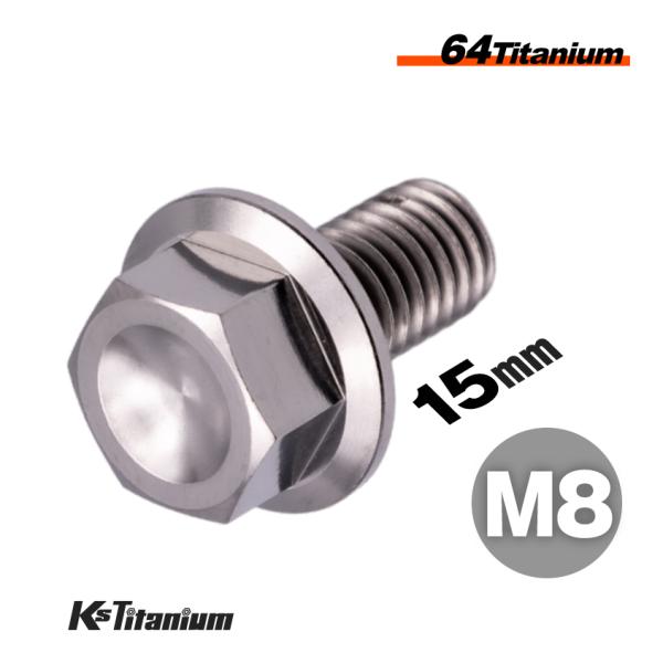 チタンボルト M8×15 全ネジ P1.25 フランジボルト 無垢 1本売り 64チタン M8 バイク レストア パーツ