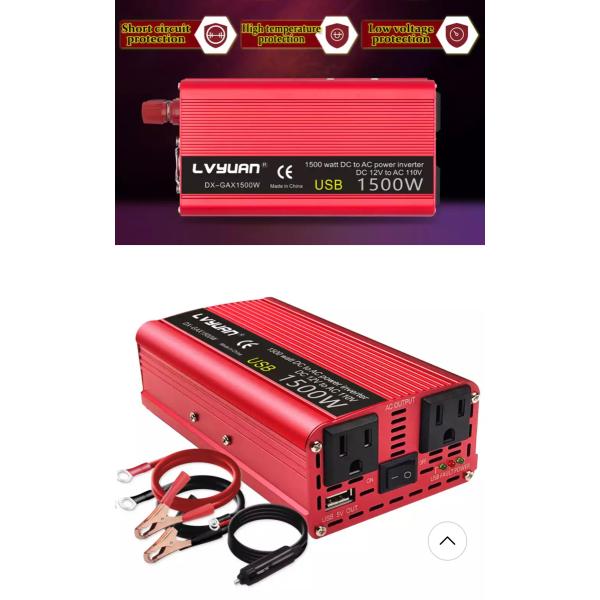 リョクエン LVYUAN 2ソケット インバータ 最大ピーク 2000W 12V DC