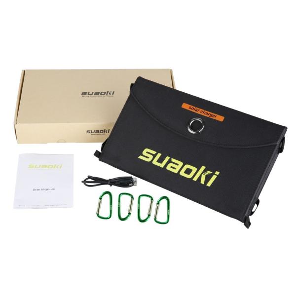 Suaoki 25W ソーラーパネル ポータブル 折りたたみ式 防水 デュアル 5V