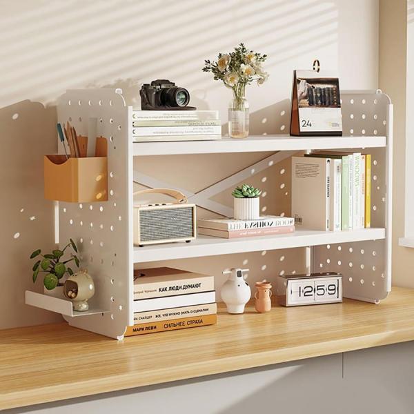 2 段デスク シェルフ: このデスクトップ オーガナイザーは、パーティション ストレージ、ペグボード ボード ストレージ、デスクトップ ストレージなど、多様なストレージを実現します。事務用品、学用品、本、フォト フレーム、装飾品などを整理で...