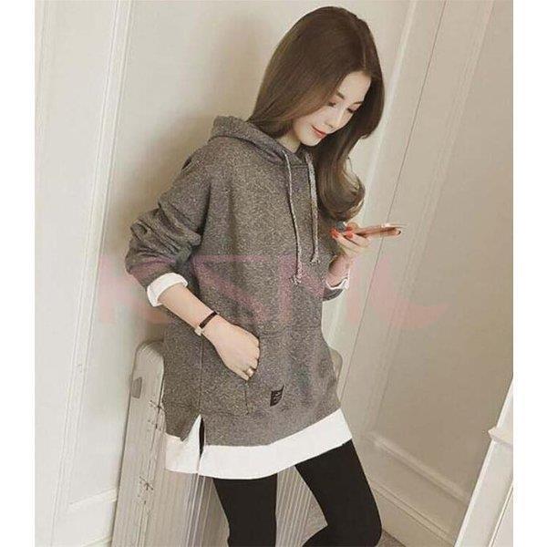 パーカー レディース 長袖 裏起毛 秋冬 重ね着風 プル オーバー トップス レディース ジップパーカー ロング 体型カバー Hhj Ksmcヤフーショップ 通販 Yahoo ショッピング