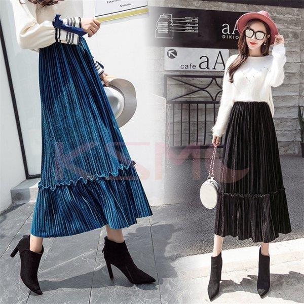 スカート レディース プリーツスカート 秋冬 ロングスカート ボトムス ロング丈 プリーツ ウエストゴム 体型カバー マキシスカート 冬 黒 コーデ 30代 40代 Hhj Ksmcヤフーショップ 通販 Yahoo ショッピング