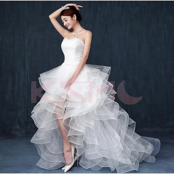 ウェディングドレス 結婚式 花嫁 プリンセスドレス 白ドレス ロングドレス 披露宴 編み上げ トレーン 引き裾 Mohmmadiyon Com