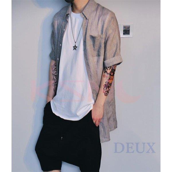 綿麻シャツ リネン トレンチコート メンズ 薄手 ロング丈 アウター 秋 Uvカット 半袖 夏 Qh Ksmcヤフーショップ 通販 Yahoo ショッピング