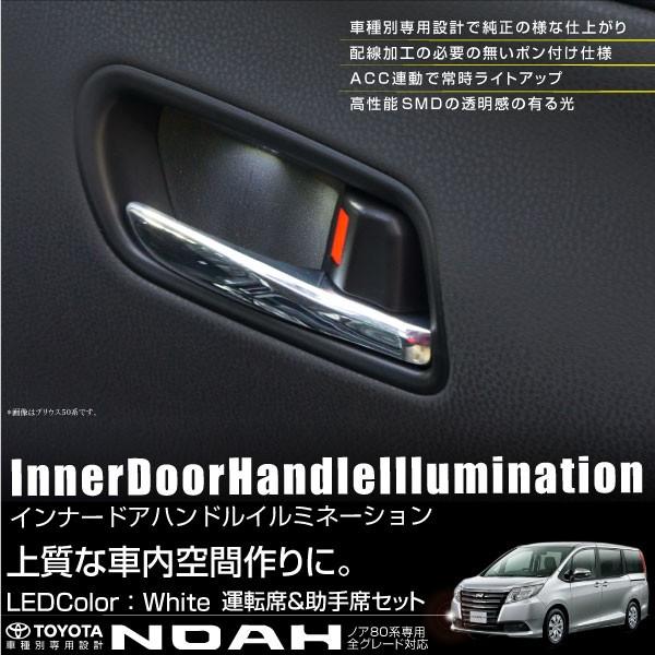 ノア 80系 インナードアハンドル LEDイルミネーション 白 左右セット
