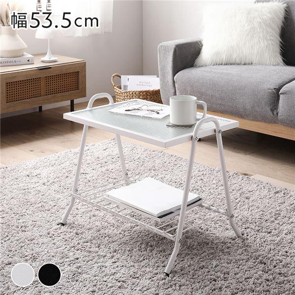 【商品名】 コーヒーテーブル ホワイト 約幅53.5×奥行38×高さ45.5cm 棚付き レトロ調 コンパクト ローテーブル インテリア家具 組立品 【ジャンル・特徴】 センターテーブル ベッドサイドテーブル ソファサイドテーブル テーブル...