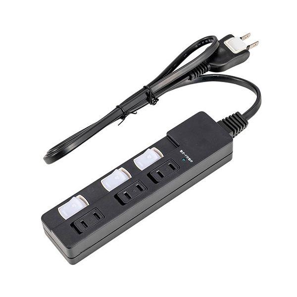 【商品名】 Digio 安全機能搭載スイッチ付きOAタップ 3個口 1m ブラック TAP-046-10BK 【ジャンル・特徴】 安全機能を満載した個別スイッチ付きOAタップ [ TAP-046-10BK ]