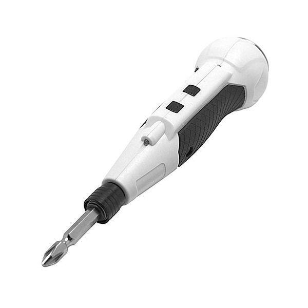 三金商事 ボールグリップ電動ドライバー 軽量 手動と電動の2way LEDライト すべり止め 高温保護 ホワイト BGD01-WH