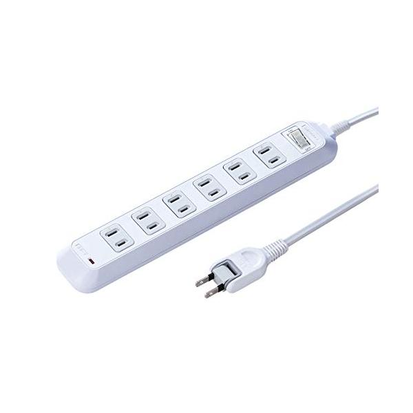 他サイト： サンワサプライ 雷ガードタップ 6個口・2P 2m コンセントキャップ・マグネット付き TAP-SP216の商品画像