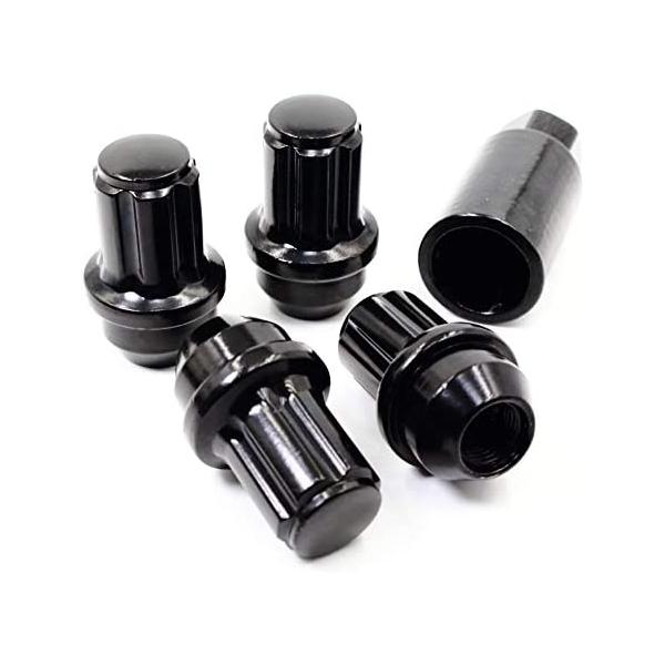 Veritek 14x2.0mm 長さ2.0インチ 22mm キー六角形 ブラック Lサイズ どんぐり 円錐形シートホイールロック フォードF-150 エクスペ