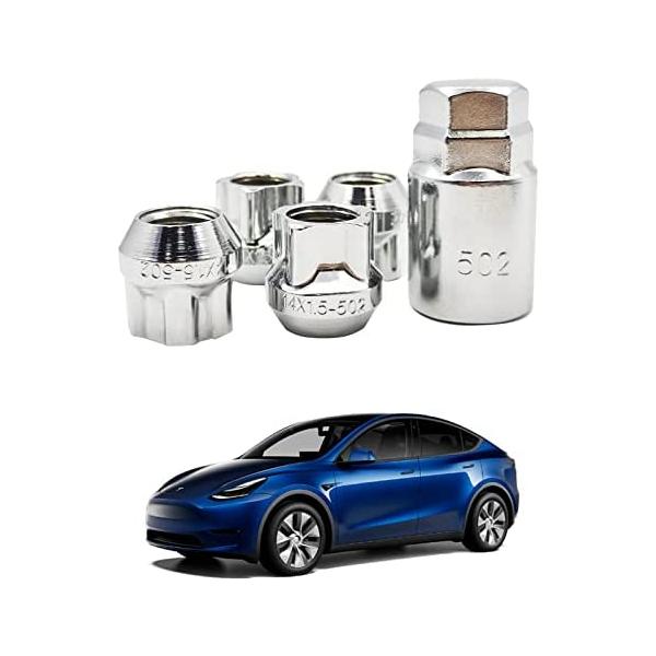 人気アイテムKIKIMO Tesla ホイールロック テスラモデル S/3/X/Y用 テスラアクセサリー クロームコーンシートホイールロック 4個セット テスラモデル S/