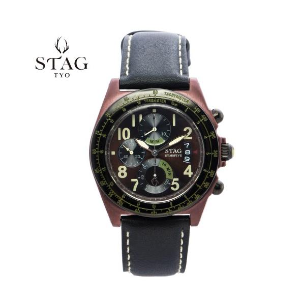 STAG STG006B1 STAG スタッグ クロノグラフ 牛革 レザー ウォッチ 