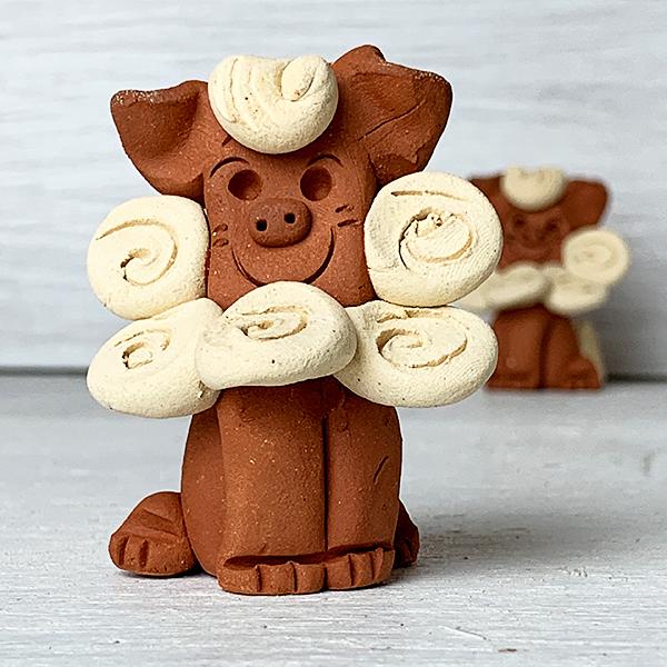 沖縄 お土産 シーサー 置物 ミニ 玄関 ペア 素焼き 琉球 工房花 花工房 素焼き かわいらシーサー